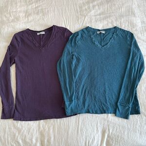 American Giant 100% Cotton Long Sleeve V Neck Shirt Bundle x2 Women’s Medium